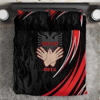 Personalized Shqipe Albania Nation Flag Bedding Set Kuq E Zi Tiranaproud Albanian - Wonder Print Shop
