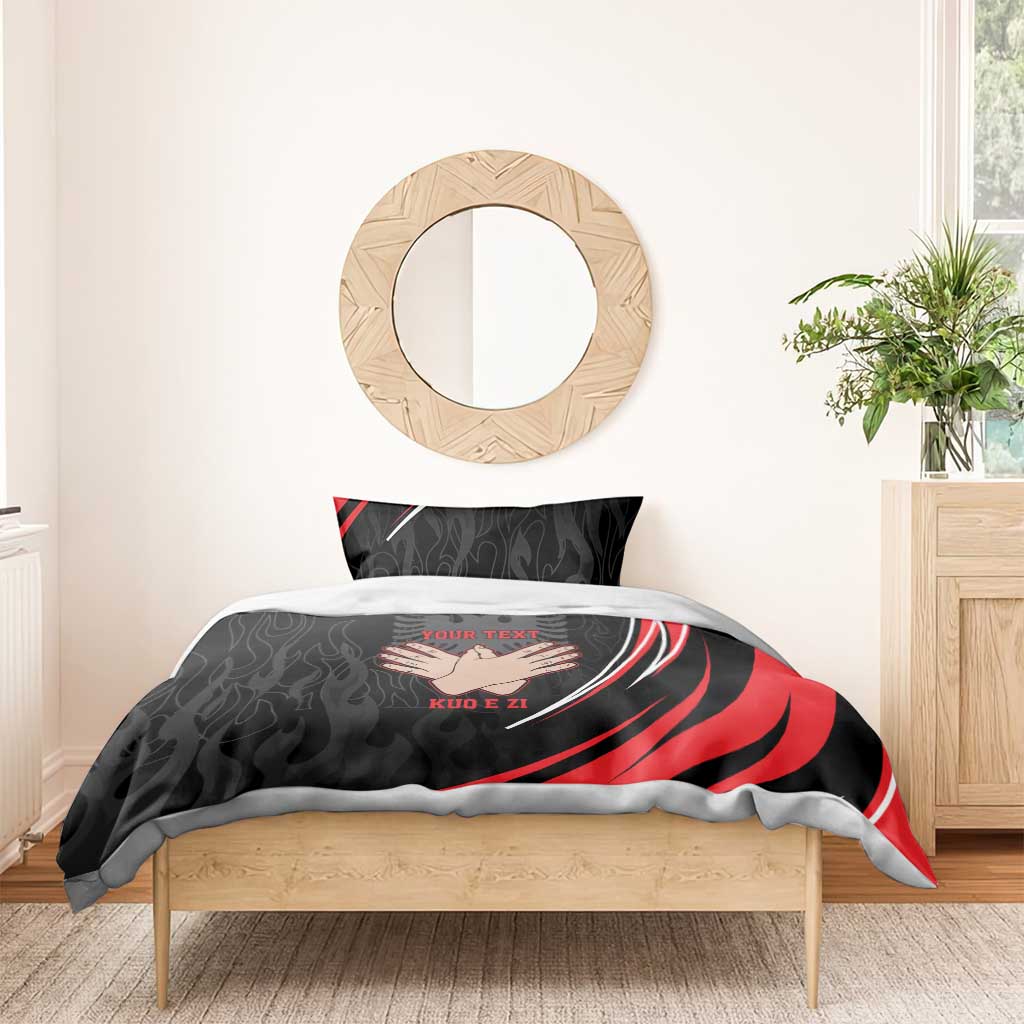 Personalized Shqipe Albania Nation Flag Bedding Set Kuq E Zi Tiranaproud Albanian - Wonder Print Shop