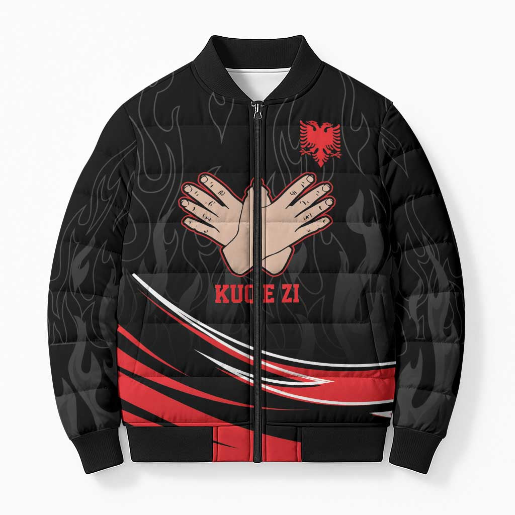 Personalized Shqipe Albania Nation Flag Bomber Puffer Jacket Kuq E Zi Tiranaproud Albanian - Wonder Print Shop