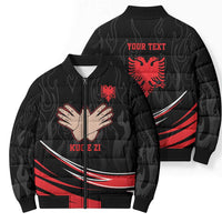Personalized Shqipe Albania Nation Flag Bomber Puffer Jacket Kuq E Zi Tiranaproud Albanian - Wonder Print Shop