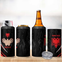 Personalized Shqipe Albania Nation Flag 4 in 1 Can Cooler Tumbler Kuq E Zi Tiranaproud Albanian - Wonder Print Shop