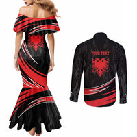 Personalized Shqipe Albania Nation Flag Couples Matching Mermaid Dress and Long Sleeve Button Shirt Kuq E Zi Tiranaproud Albanian - Wonder Print Shop