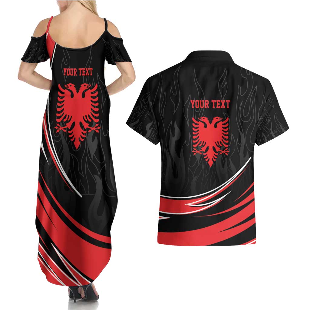 Personalized Shqipe Albania Nation Flag Couples Matching Summer Maxi Dress and Hawaiian Shirt Kuq E Zi Tiranaproud Albanian - Wonder Print Shop