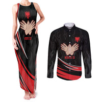 Personalized Shqipe Albania Nation Flag Couples Matching Tank Maxi Dress and Long Sleeve Button Shirt Kuq E Zi Tiranaproud Albanian - Wonder Print Shop