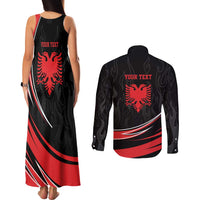 Personalized Shqipe Albania Nation Flag Couples Matching Tank Maxi Dress and Long Sleeve Button Shirt Kuq E Zi Tiranaproud Albanian - Wonder Print Shop