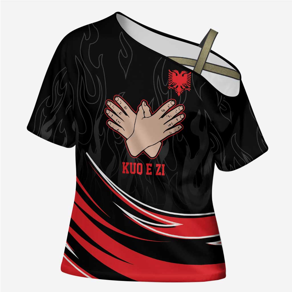 Personalized Shqipe Albania Nation Flag Cross Shoulder Shirt Kuq E Zi Tiranaproud Albanian - Wonder Print Shop