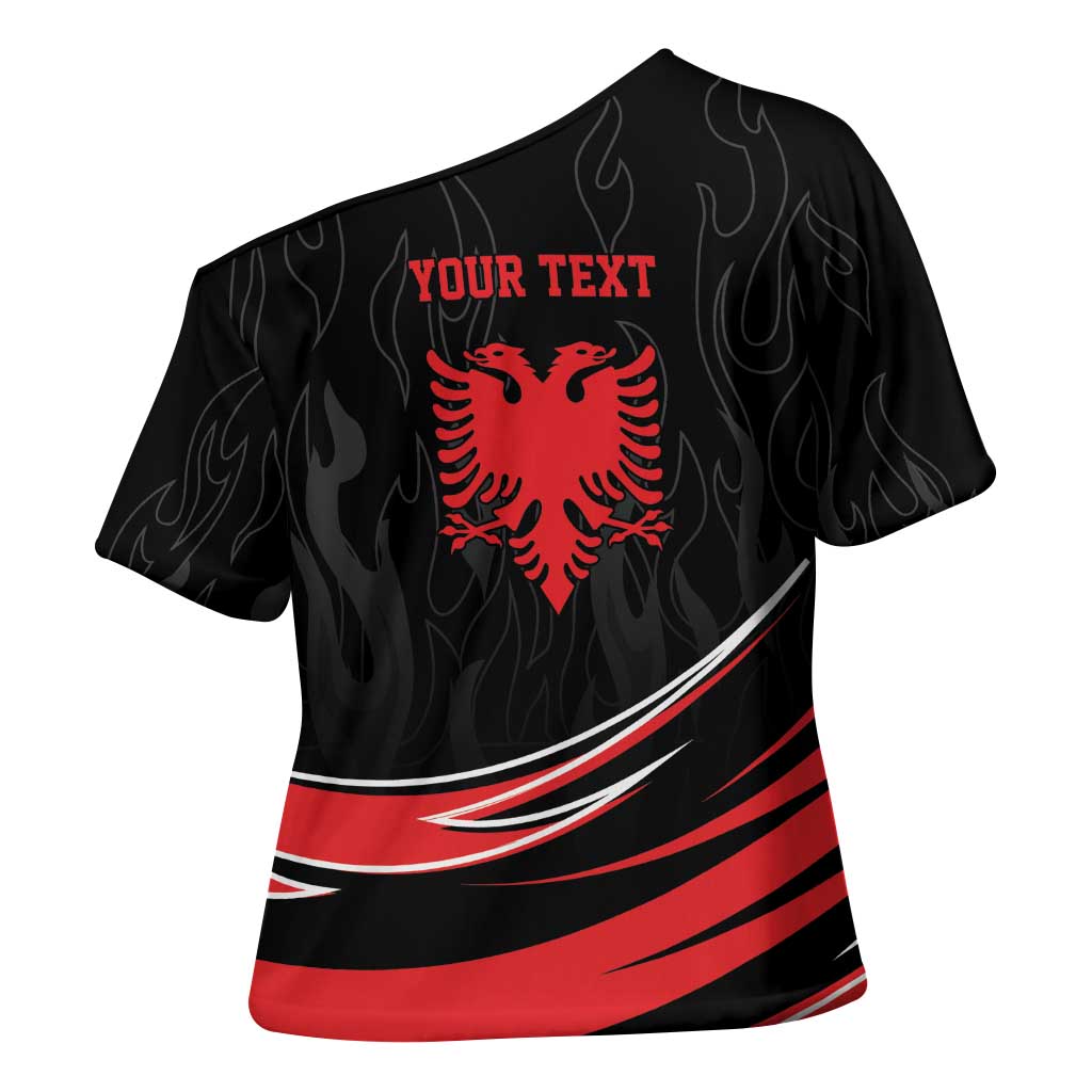 Personalized Shqipe Albania Nation Flag Cross Shoulder Shirt Kuq E Zi Tiranaproud Albanian - Wonder Print Shop