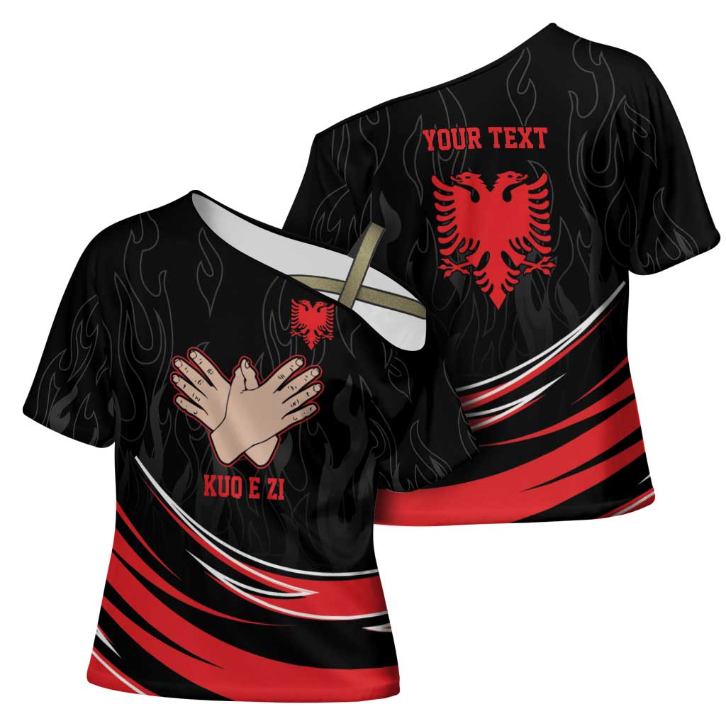 Personalized Shqipe Albania Nation Flag Cross Shoulder Shirt Kuq E Zi Tiranaproud Albanian - Wonder Print Shop
