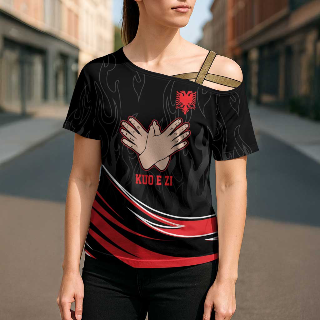 Personalized Shqipe Albania Nation Flag Cross Shoulder Shirt Kuq E Zi Tiranaproud Albanian - Wonder Print Shop