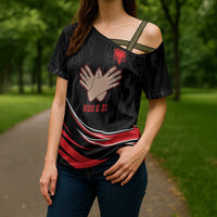 Personalized Shqipe Albania Nation Flag Cross Shoulder Shirt Kuq E Zi Tiranaproud Albanian - Wonder Print Shop