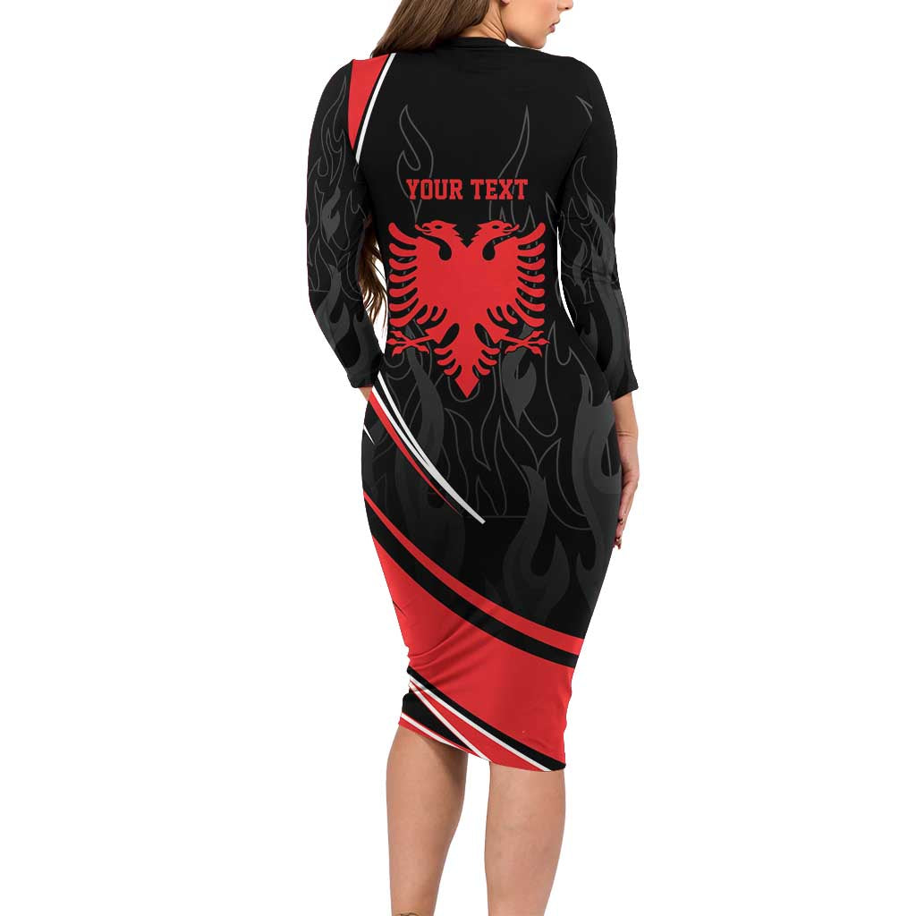 Personalized Shqipe Albania Nation Flag Family Matching Long Sleeve Bodycon Dress and Hawaiian Shirt Kuq E Zi Tiranaproud Albanian - Wonder Print Shop