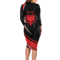 Personalized Shqipe Albania Nation Flag Family Matching Long Sleeve Bodycon Dress and Hawaiian Shirt Kuq E Zi Tiranaproud Albanian - Wonder Print Shop