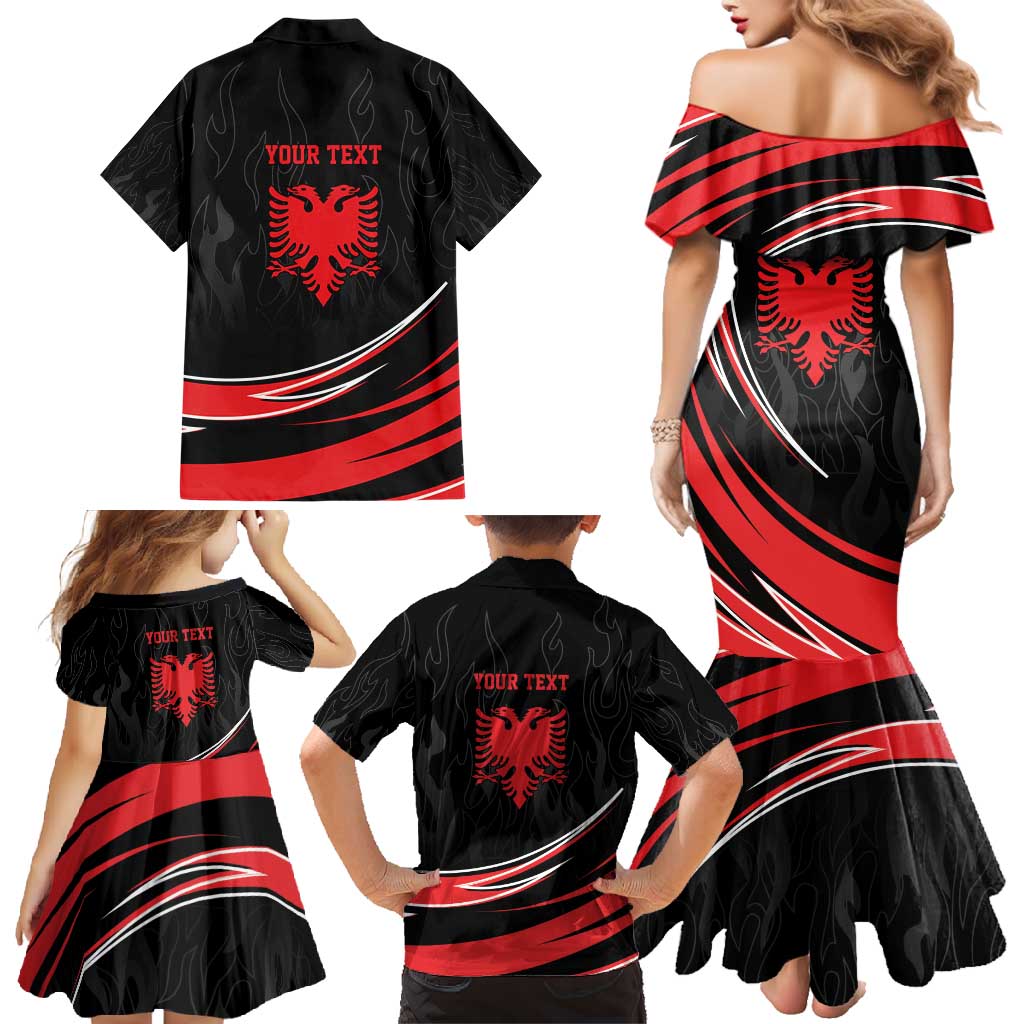 Personalized Shqipe Albania Nation Flag Family Matching Mermaid Dress and Hawaiian Shirt Kuq E Zi Tiranaproud Albanian - Wonder Print Shop