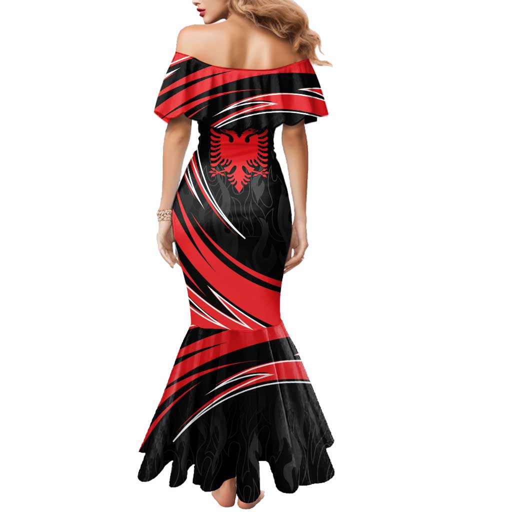 Personalized Shqipe Albania Nation Flag Family Matching Mermaid Dress and Hawaiian Shirt Kuq E Zi Tiranaproud Albanian - Wonder Print Shop