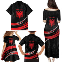Personalized Shqipe Albania Nation Flag Family Matching Puletasi and Hawaiian Shirt Kuq E Zi Tiranaproud Albanian - Wonder Print Shop