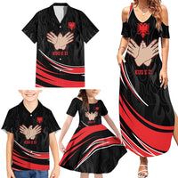 Personalized Shqipe Albania Nation Flag Family Matching Summer Maxi Dress and Hawaiian Shirt Kuq E Zi Tiranaproud Albanian - Wonder Print Shop