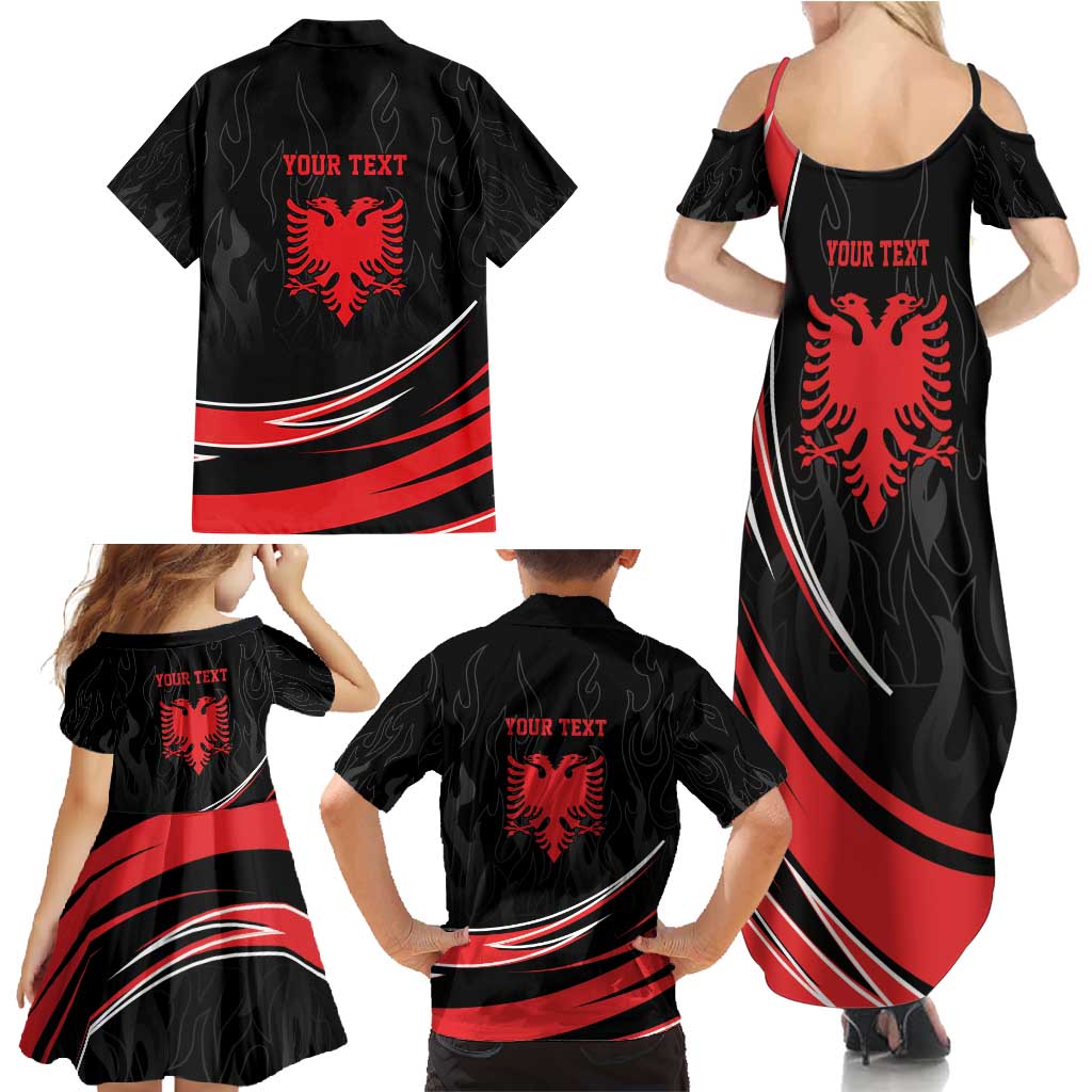 Personalized Shqipe Albania Nation Flag Family Matching Summer Maxi Dress and Hawaiian Shirt Kuq E Zi Tiranaproud Albanian - Wonder Print Shop