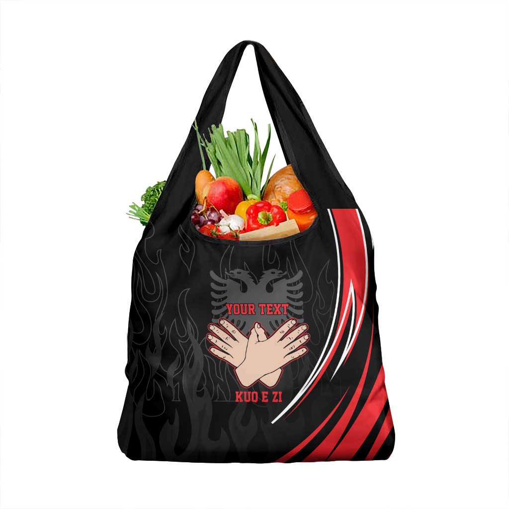 Personalized Shqipe Albania Nation Flag Grocery Bag Kuq E Zi Tiranaproud Albanian - Wonder Print Shop