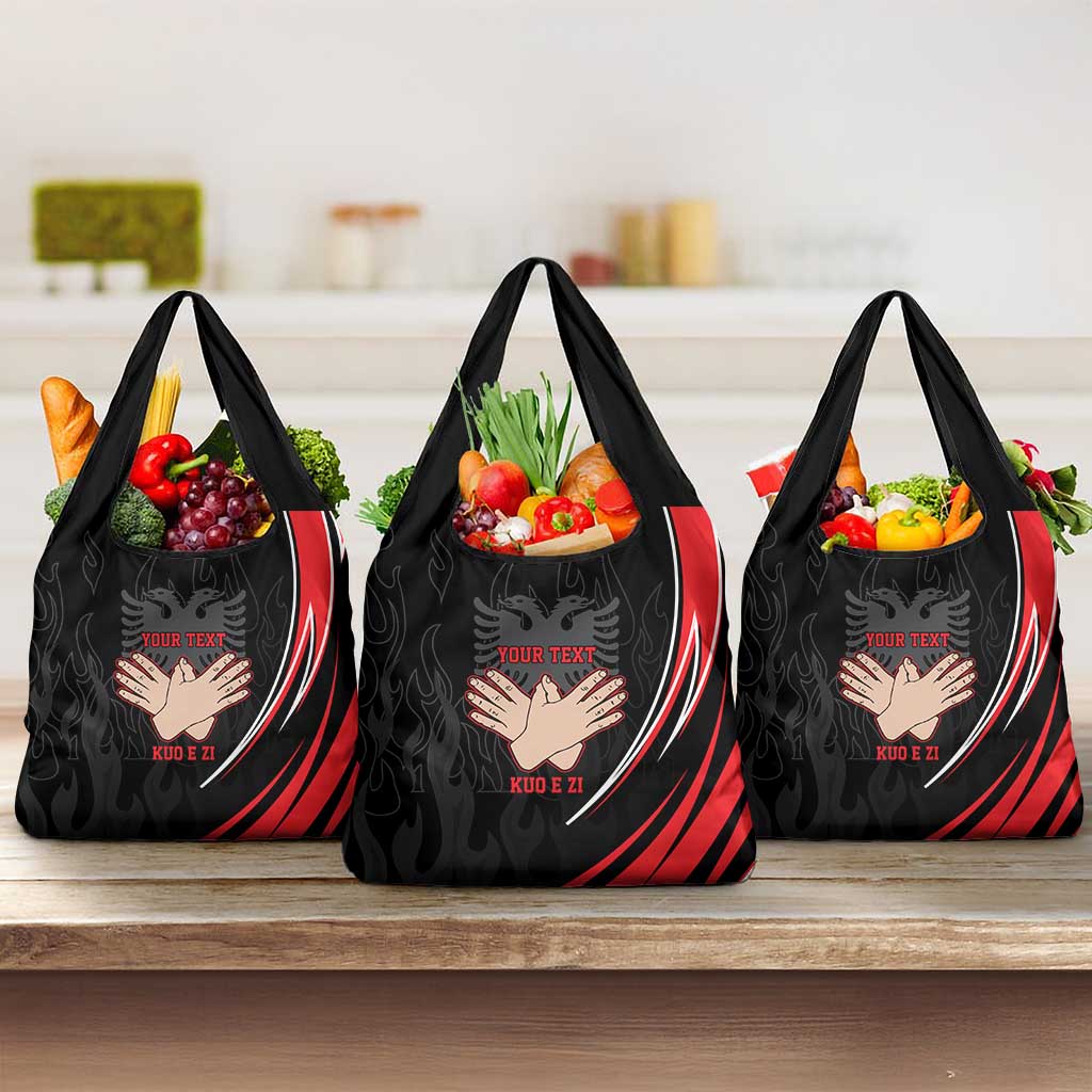 Personalized Shqipe Albania Nation Flag Grocery Bag Kuq E Zi Tiranaproud Albanian - Wonder Print Shop