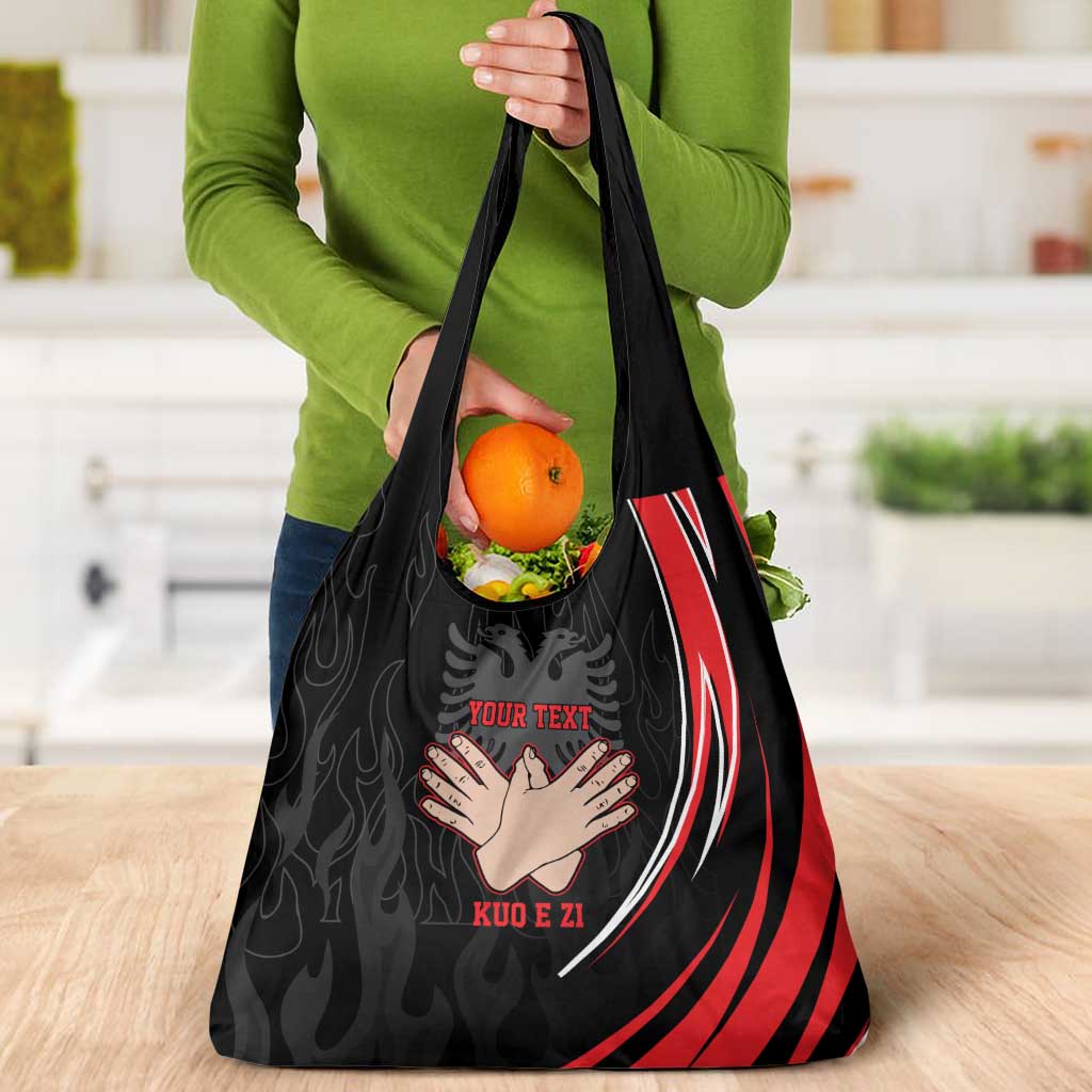 Personalized Shqipe Albania Nation Flag Grocery Bag Kuq E Zi Tiranaproud Albanian - Wonder Print Shop