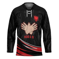 Personalized Shqipe Albania Nation Flag Hockey Jersey Kuq E Zi Tiranaproud Albanian - Wonder Print Shop