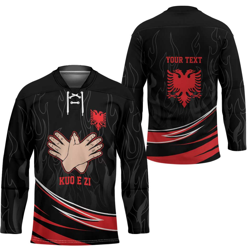 Personalized Shqipe Albania Nation Flag Hockey Jersey Kuq E Zi Tiranaproud Albanian - Wonder Print Shop