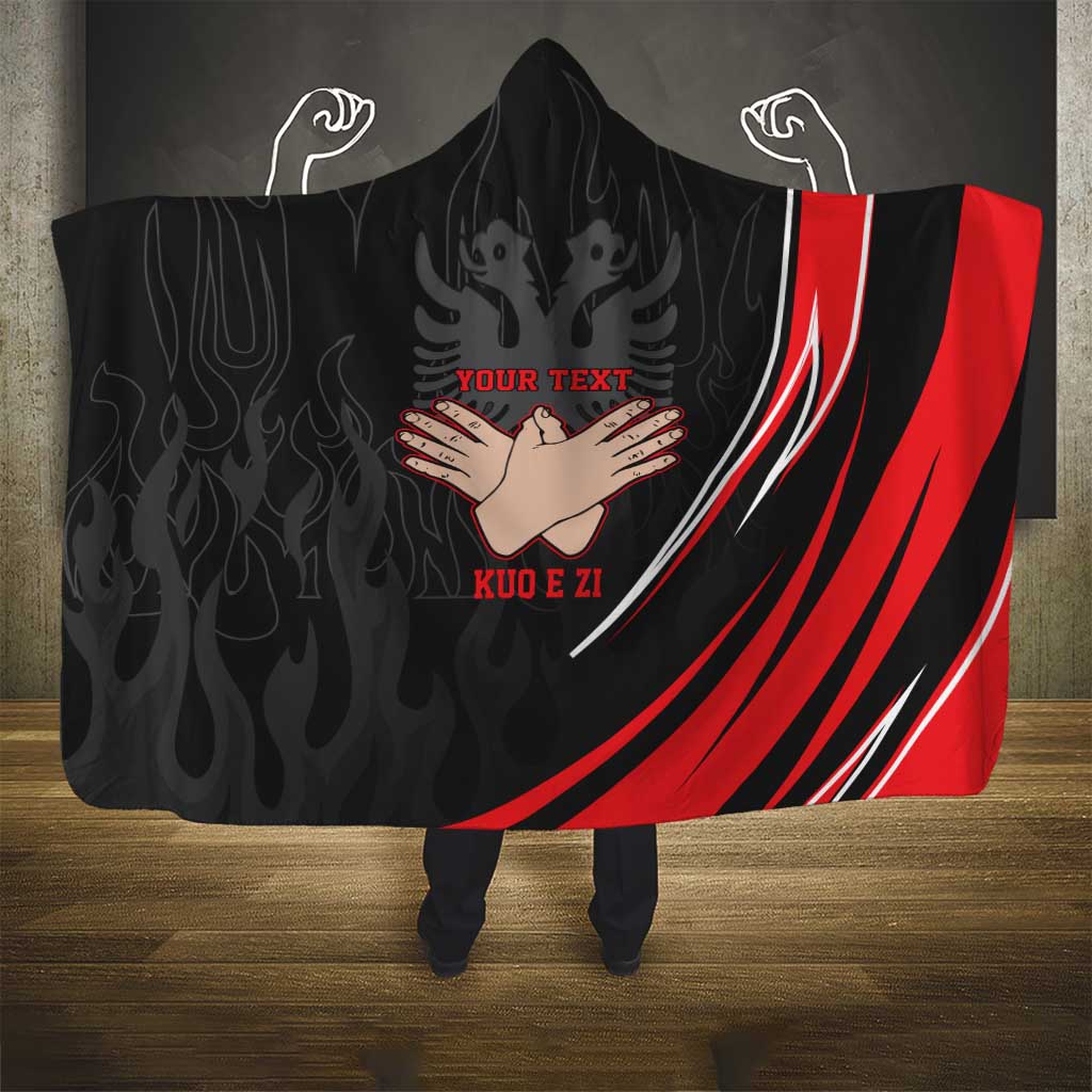 Personalized Shqipe Albania Nation Flag Hooded Blanket Kuq E Zi Tiranaproud Albanian - Wonder Print Shop