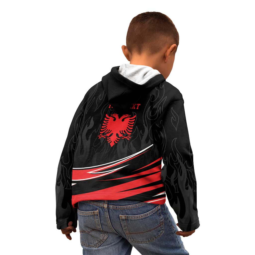 Personalized Shqipe Albania Nation Flag Kid Hoodie Kuq E Zi Tiranaproud Albanian - Wonder Print Shop