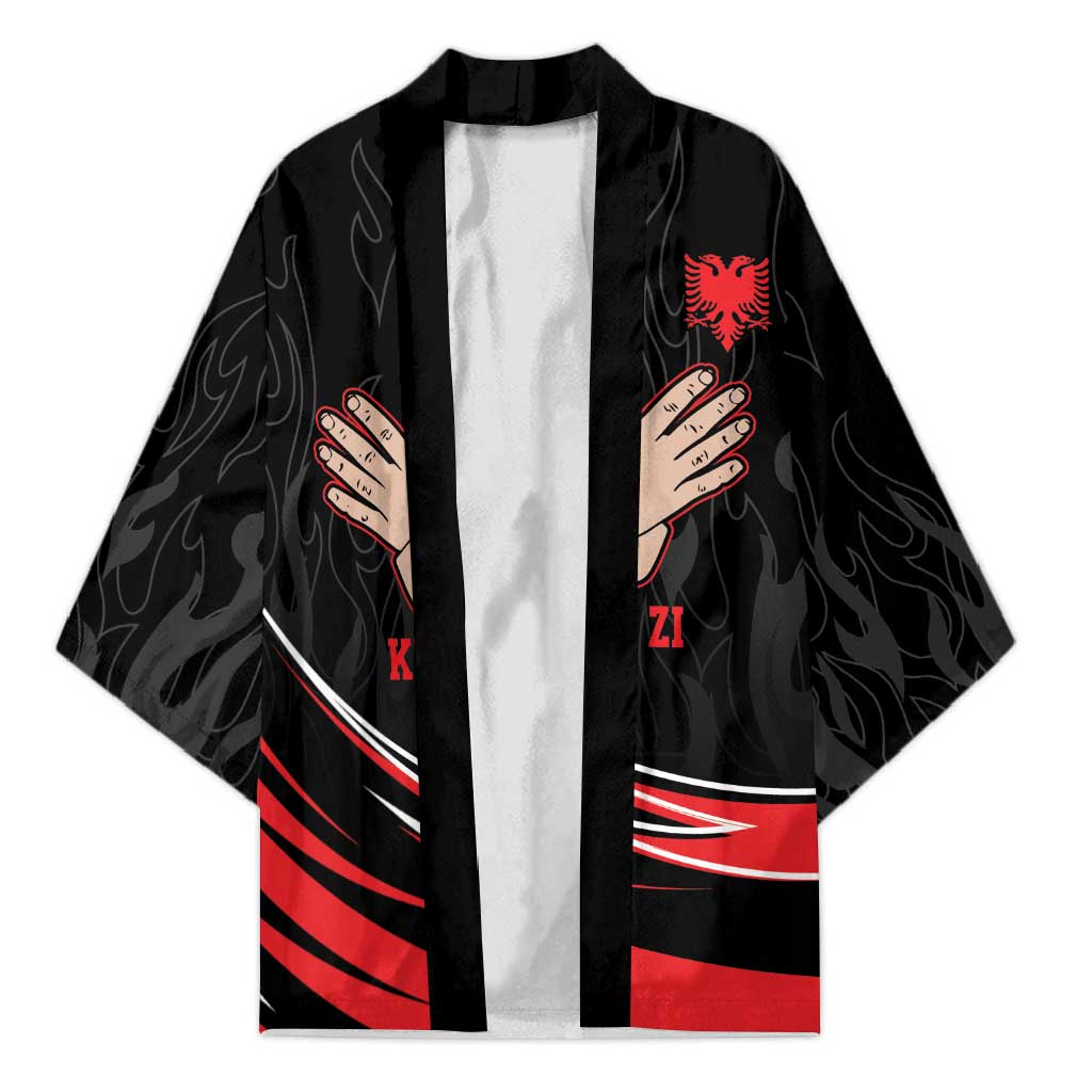Personalized Shqipe Albania Nation Flag Kimono Kuq E Zi Tiranaproud Albanian - Wonder Print Shop