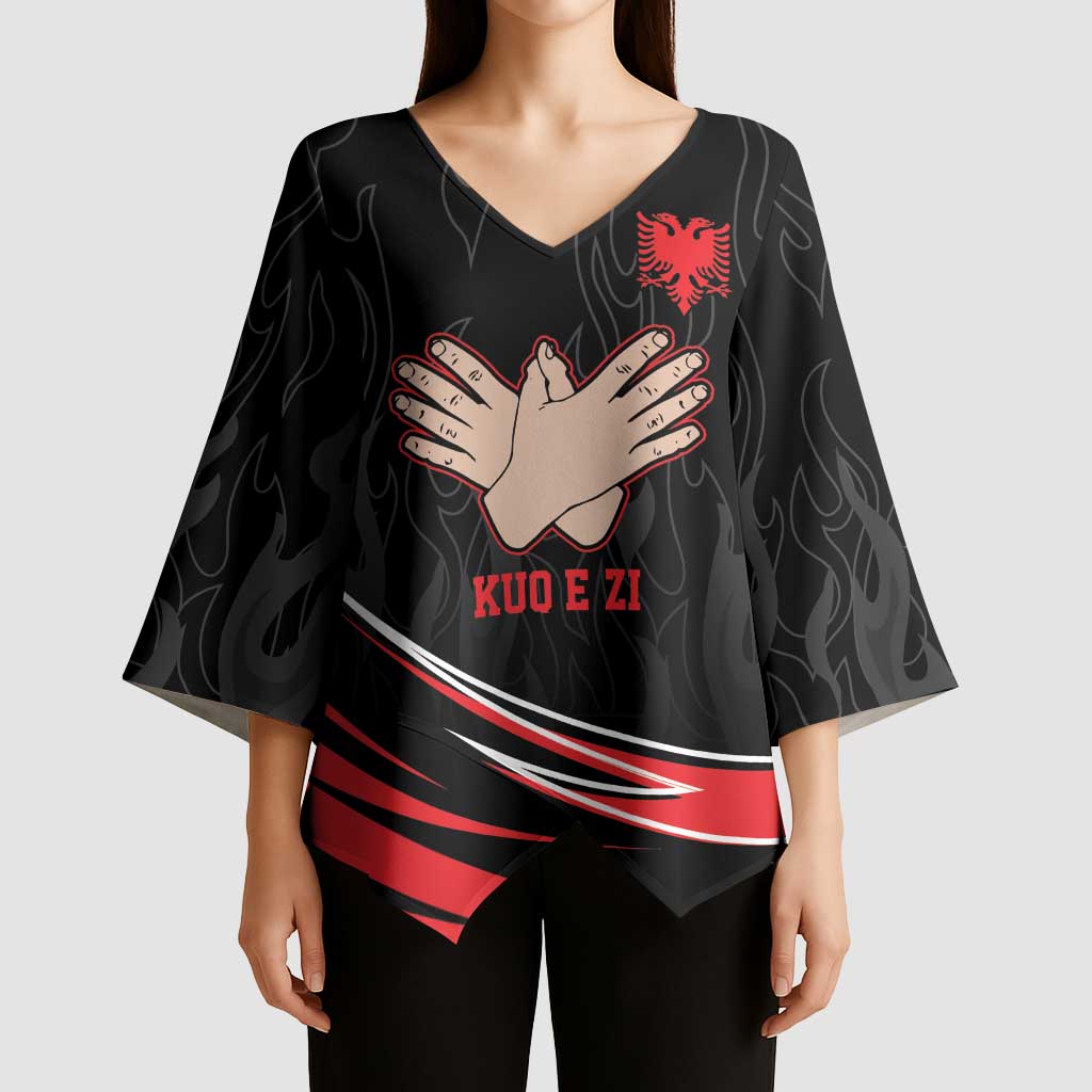Personalized Shqipe Albania Nation Flag Kimono Sleeve Blouse Kuq E Zi Tiranaproud Albanian - Wonder Print Shop
