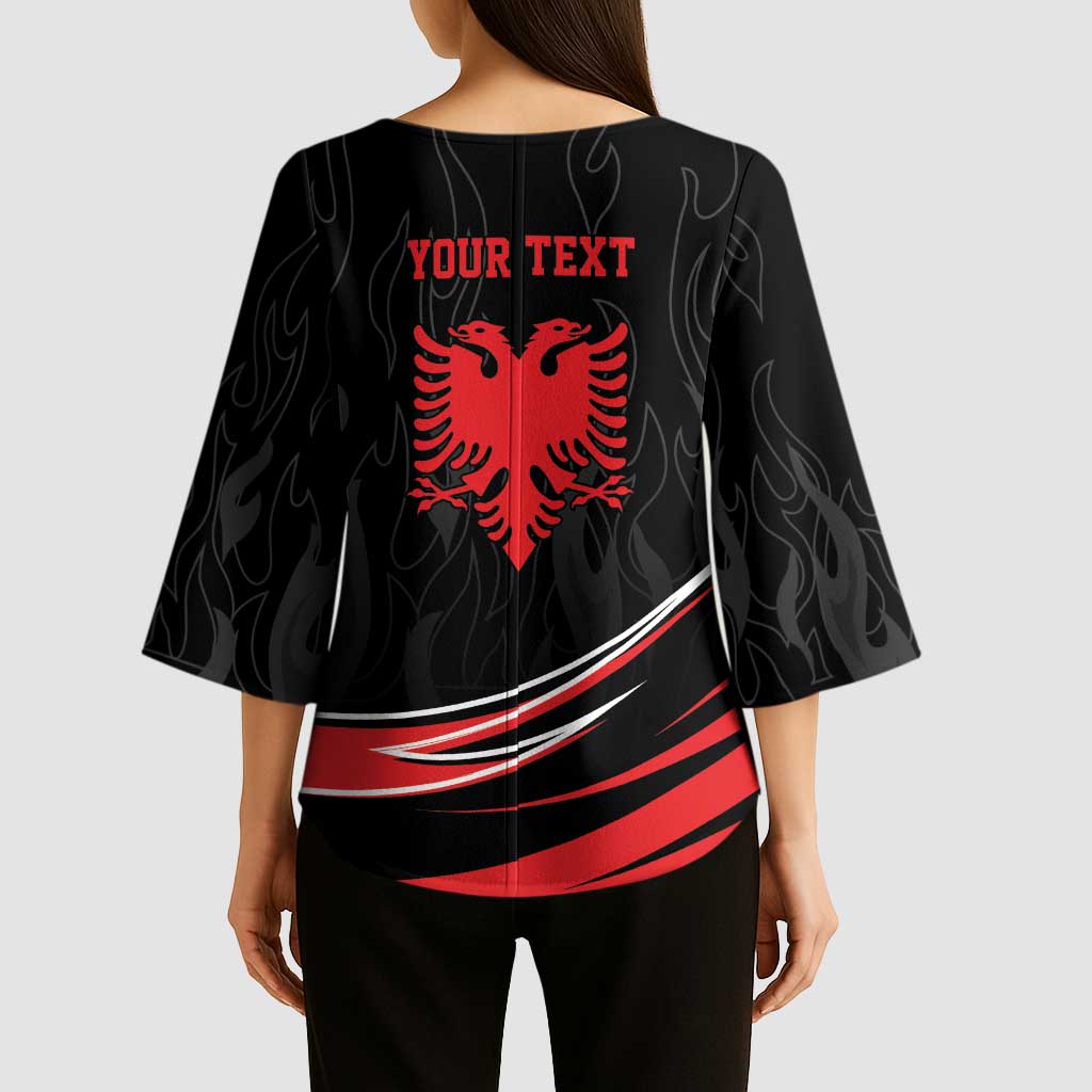 Personalized Shqipe Albania Nation Flag Kimono Sleeve Blouse Kuq E Zi Tiranaproud Albanian - Wonder Print Shop