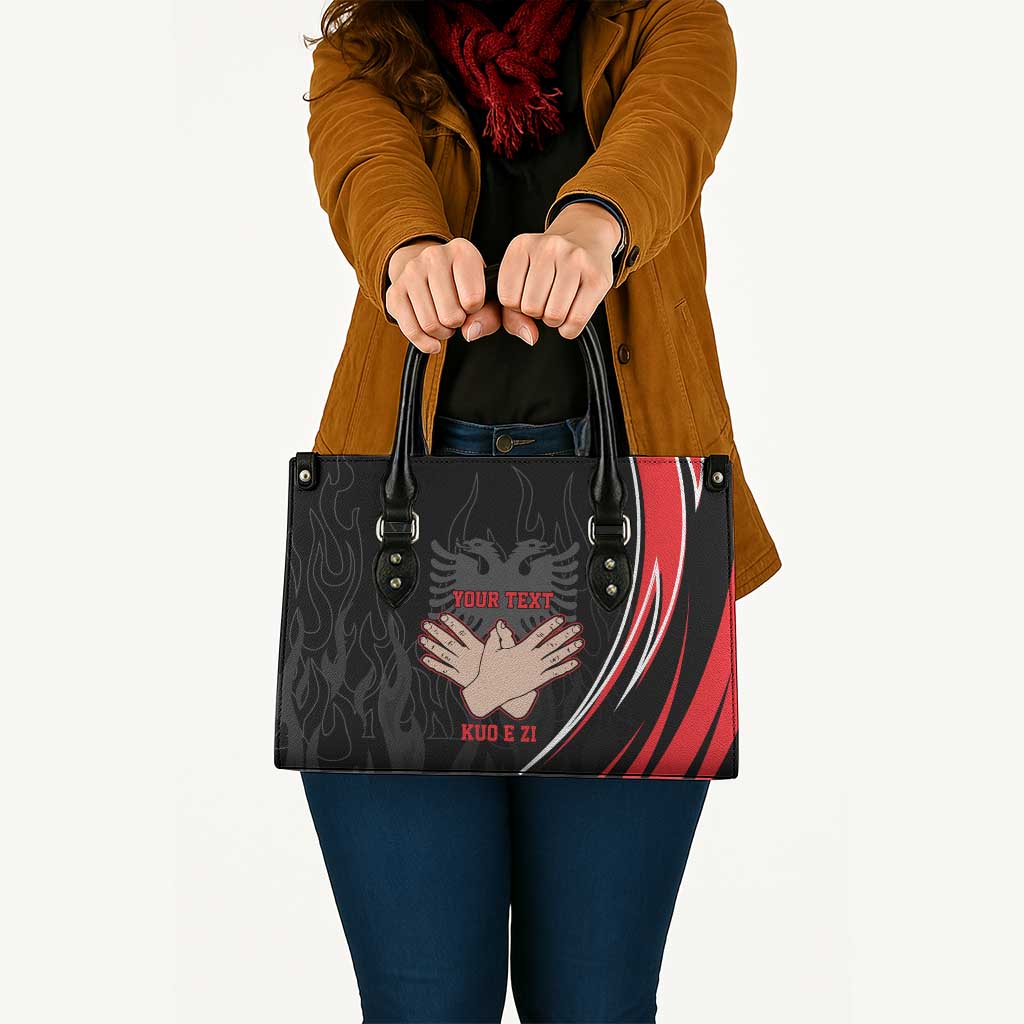 Personalized Shqipe Albania Nation Flag Leather Bag Kuq E Zi Tiranaproud Albanian - Wonder Print Shop