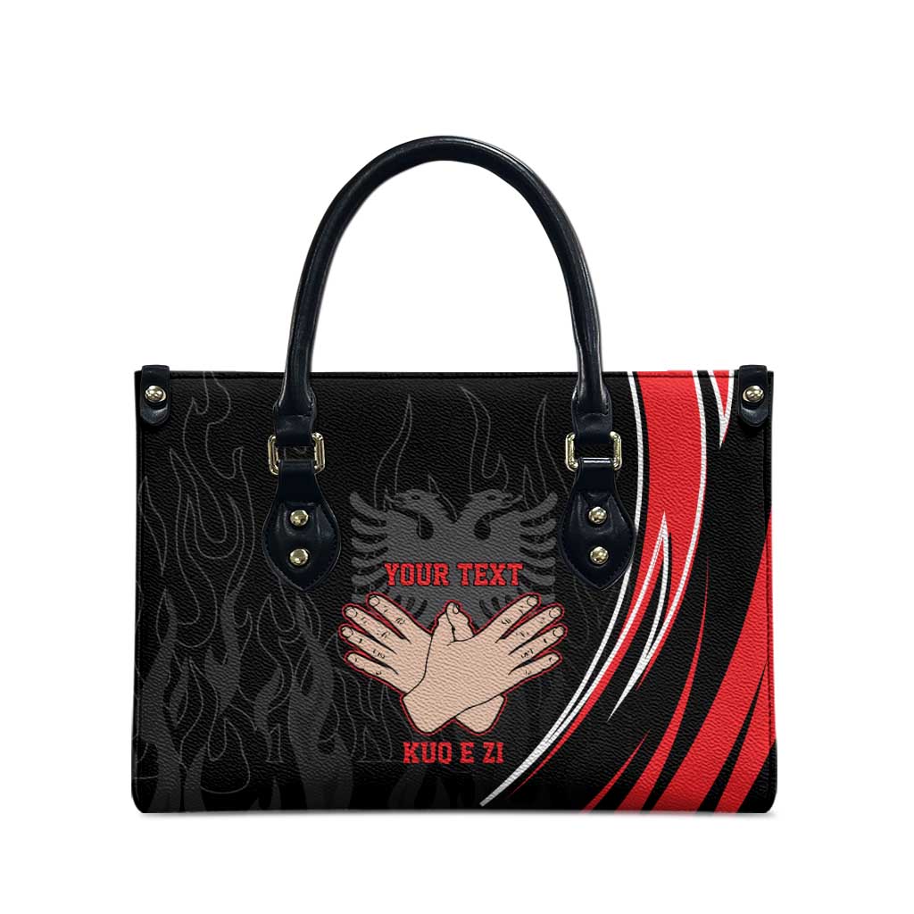 Personalized Shqipe Albania Nation Flag Leather Bag Kuq E Zi Tiranaproud Albanian - Wonder Print Shop