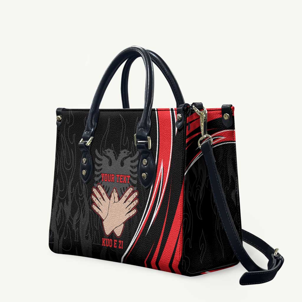 Personalized Shqipe Albania Nation Flag Leather Bag Kuq E Zi Tiranaproud Albanian - Wonder Print Shop