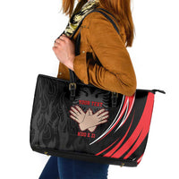 Personalized Shqipe Albania Nation Flag Leather Tote Bag Kuq E Zi Tiranaproud Albanian - Wonder Print Shop