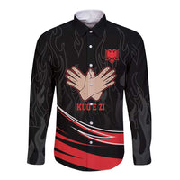 Personalized Shqipe Albania Nation Flag Long Sleeve Button Shirt Kuq E Zi Tiranaproud Albanian - Wonder Print Shop
