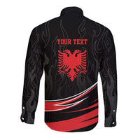 Personalized Shqipe Albania Nation Flag Long Sleeve Button Shirt Kuq E Zi Tiranaproud Albanian - Wonder Print Shop