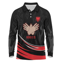 Personalized Shqipe Albania Nation Flag Long Sleeve Polo Shirt Kuq E Zi Tiranaproud Albanian - Wonder Print Shop