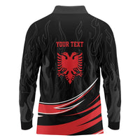 Personalized Shqipe Albania Nation Flag Long Sleeve Polo Shirt Kuq E Zi Tiranaproud Albanian - Wonder Print Shop
