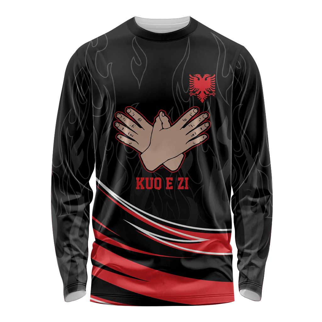 Personalized Shqipe Albania Nation Flag Long Sleeve Shirt Kuq E Zi Tiranaproud Albanian - Wonder Print Shop