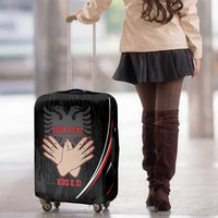 Personalized Shqipe Albania Nation Flag Luggage Cover Kuq E Zi Tiranaproud Albanian - Wonder Print Shop