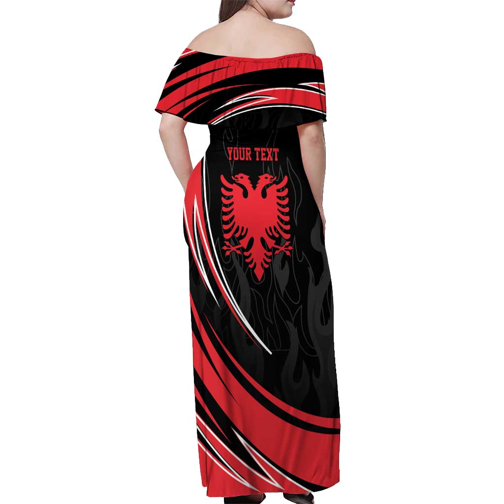 Personalized Shqipe Albania Nation Flag Off Shoulder Maxi Dress Kuq E Zi Tiranaproud Albanian - Wonder Print Shop