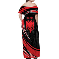 Personalized Shqipe Albania Nation Flag Off Shoulder Maxi Dress Kuq E Zi Tiranaproud Albanian - Wonder Print Shop
