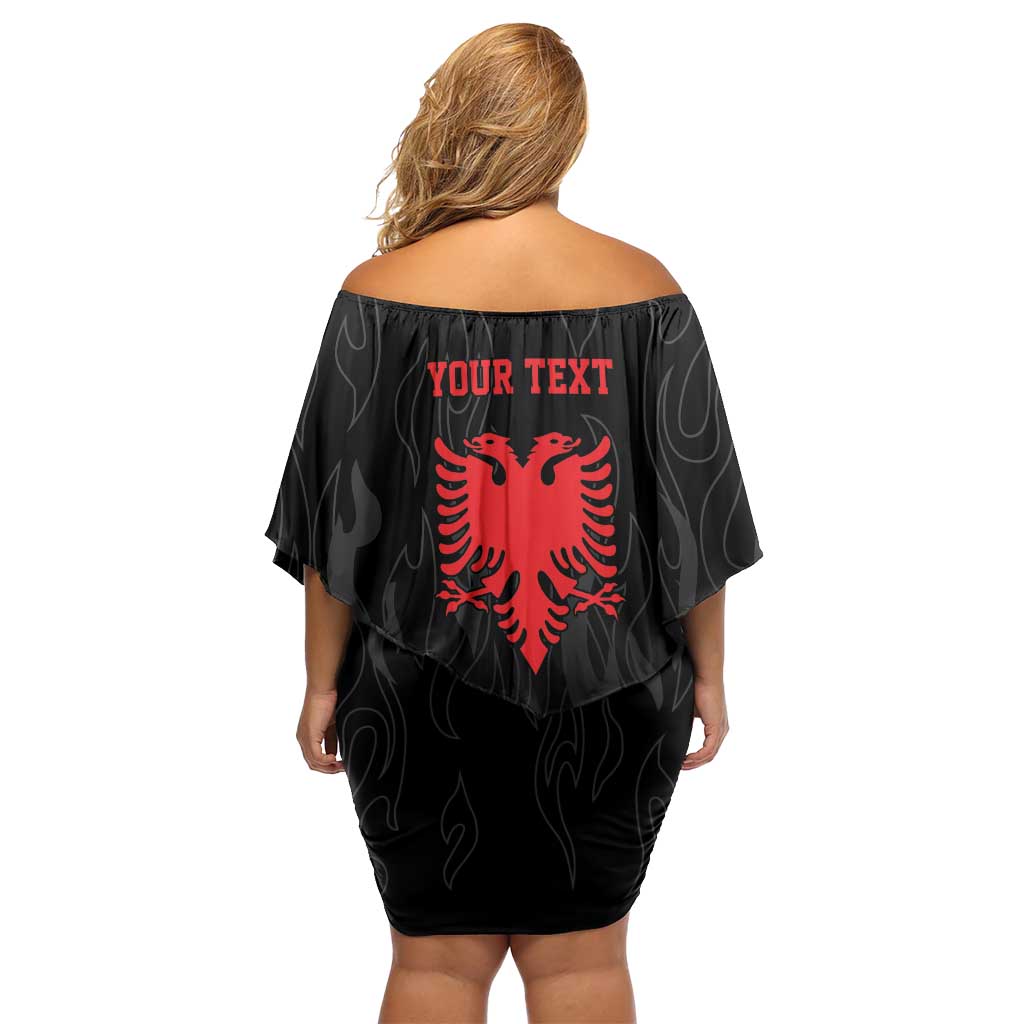 Personalized Shqipe Albania Nation Flag Off Shoulder Short Dress Kuq E Zi Tiranaproud Albanian - Wonder Print Shop