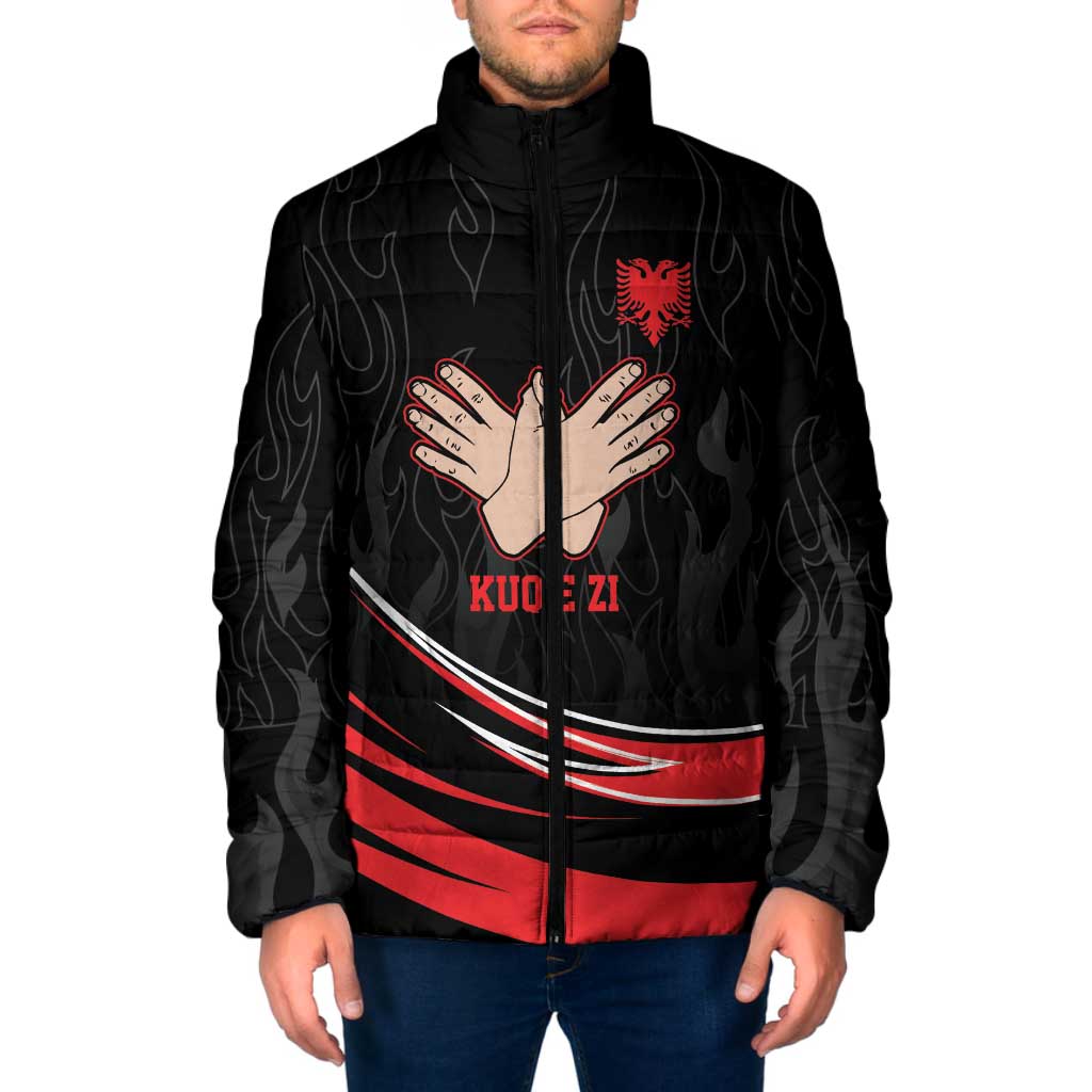Personalized Shqipe Albania Nation Flag Padded Jacket Kuq E Zi Tiranaproud Albanian - Wonder Print Shop