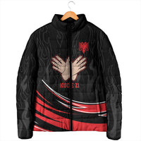 Personalized Shqipe Albania Nation Flag Padded Jacket Kuq E Zi Tiranaproud Albanian - Wonder Print Shop