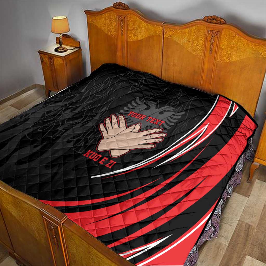 Personalized Shqipe Albania Nation Flag Quilt Kuq E Zi Tiranaproud Albanian - Wonder Print Shop