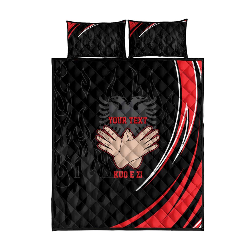 Personalized Shqipe Albania Nation Flag Quilt Bed Set Kuq E Zi Tiranaproud Albanian - Wonder Print Shop