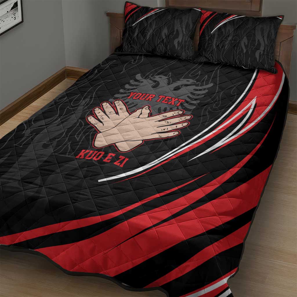 Personalized Shqipe Albania Nation Flag Quilt Bed Set Kuq E Zi Tiranaproud Albanian - Wonder Print Shop