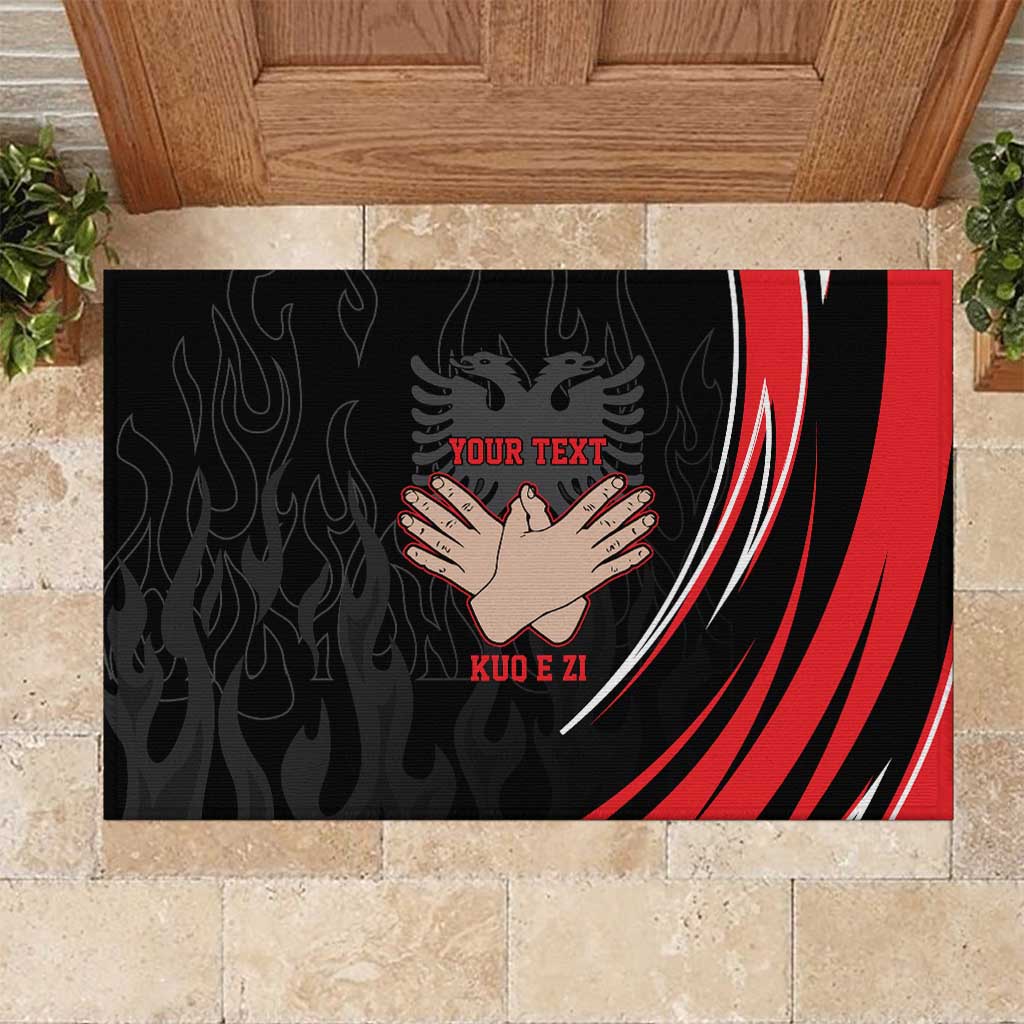 Personalized Shqipe Albania Nation Flag Rubber Doormat Kuq E Zi Tiranaproud Albanian - Wonder Print Shop